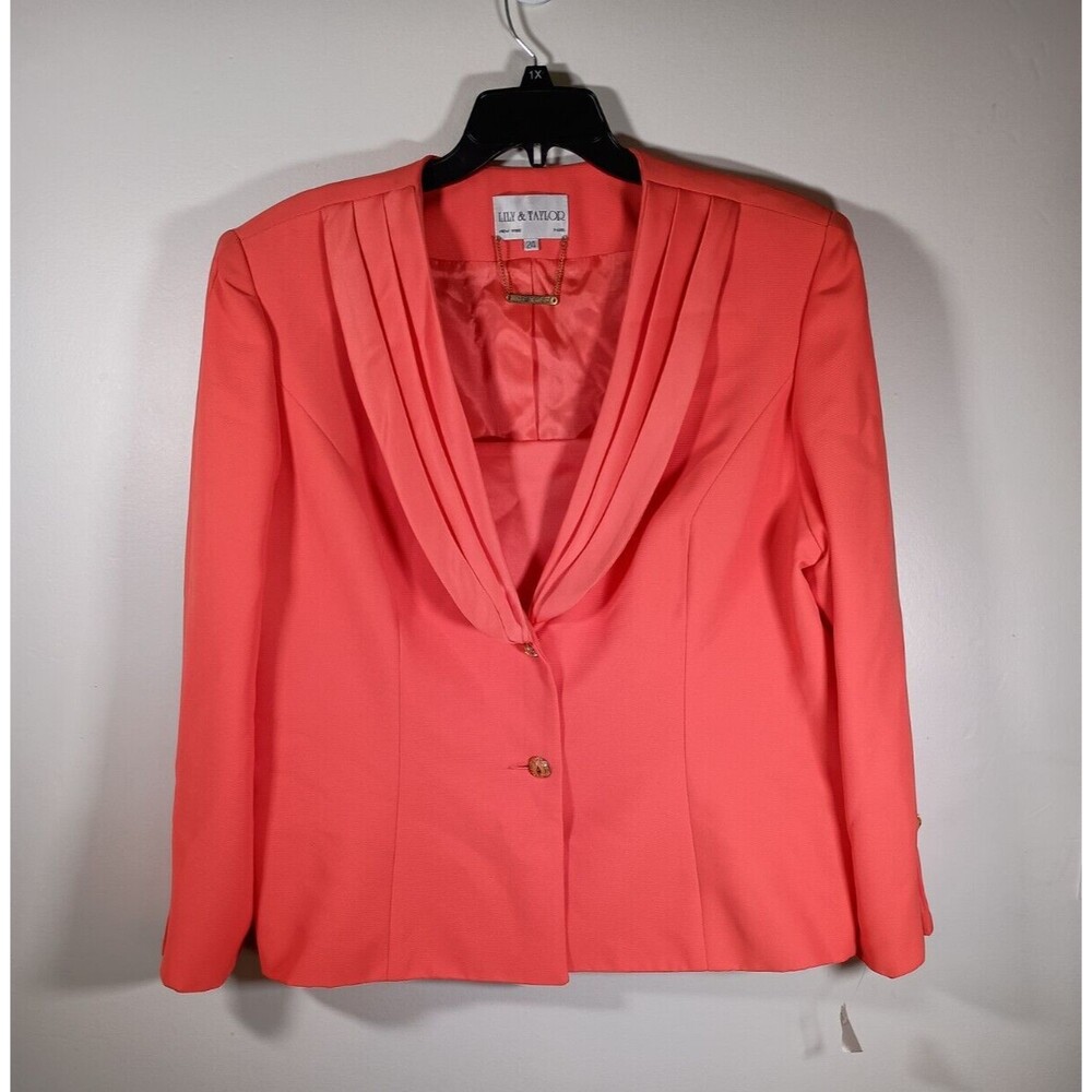 NWT Lily & Taylor Vintage Pink 80s Insert Pleated Dynasty Womens Blazer Size 24
